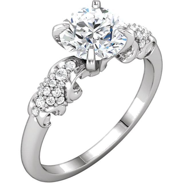 Anello Di Fidanzamento Con Vero Diamante Rotondo In Filigrana D'Oro Bianco 1.66 Carati 14K