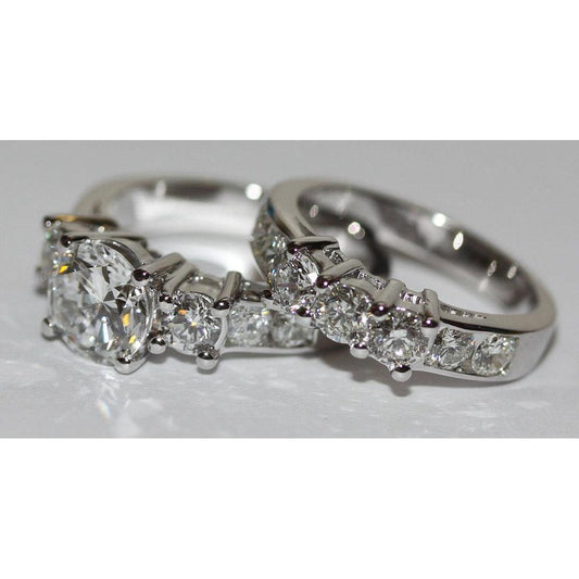 Anello Di Fidanzamento Con Vero Diamante Rotondo Incastonato In Oro Bianco 4.95 Carati 14K