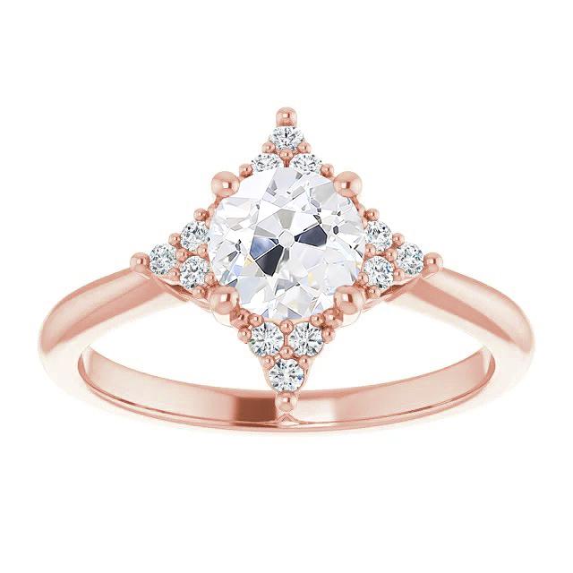 Anello Di Fidanzamento Con Vero Diamante Rotondo Vecchio Minatore Gioielli Stile Aquilone 3 Carati