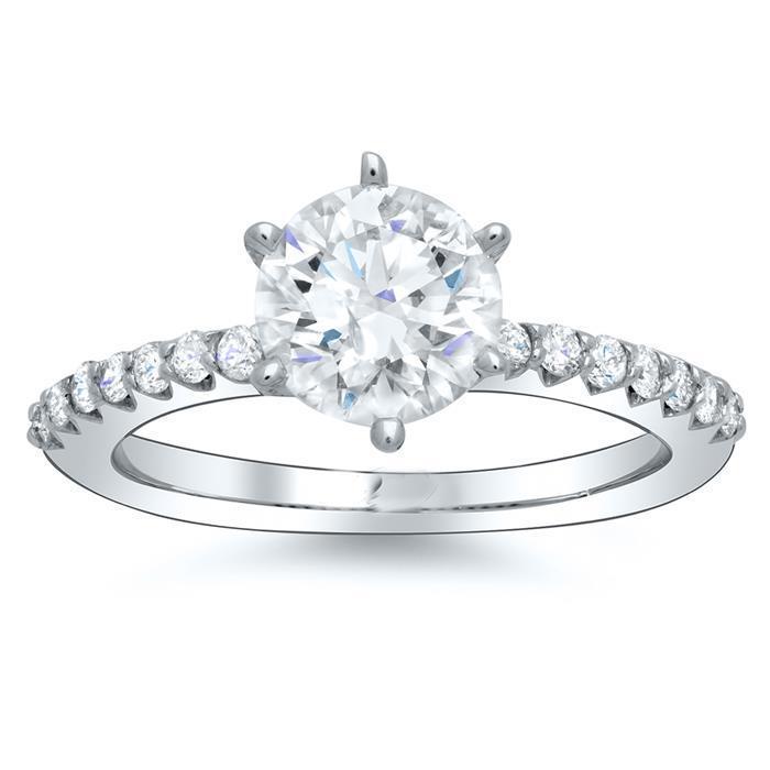 Anello Di Fidanzamento Con Vero Diamante Scintillante Da 2.30 Carati In Oro Bianco 14K