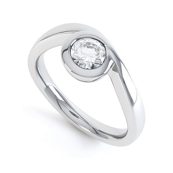 Anello Di Fidanzamento Con Vero Diamante Solitario A Taglio Rotondo Da 1.10 Ct Con Castone Solitario