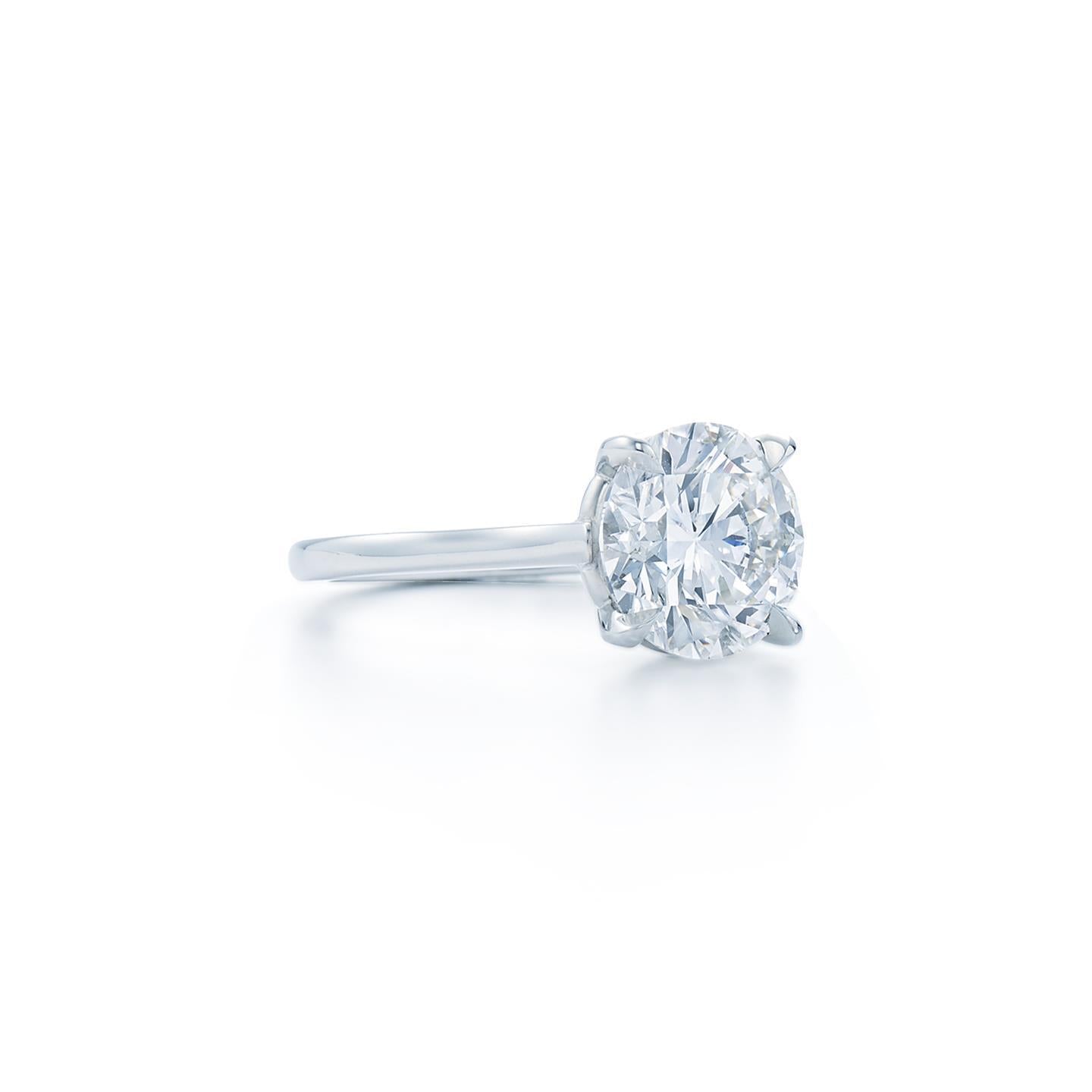 Anello Di Fidanzamento Con Vero Diamante Solitario A Taglio Rotondo Da 3 Carati In Oro Bianco 14K