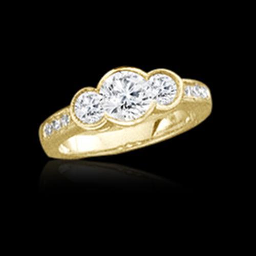 Anello Di Fidanzamento Con Vero Diamante Stile Tre Pietre Da 1,43 Ct