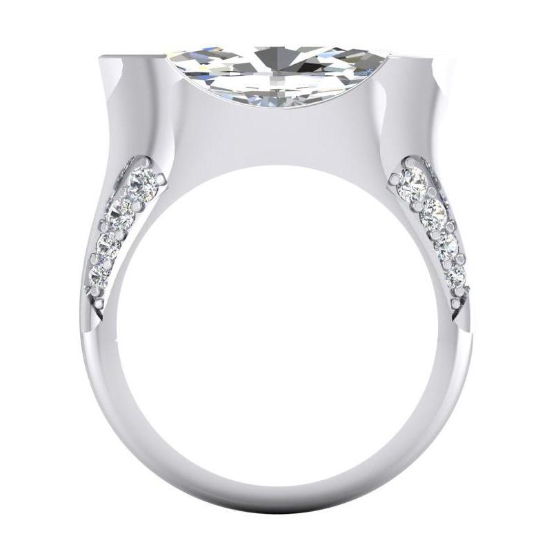 Anello Di Fidanzamento Con Vero Diamante Taglio Antico Marquise V Prong Set 5,75 Carati