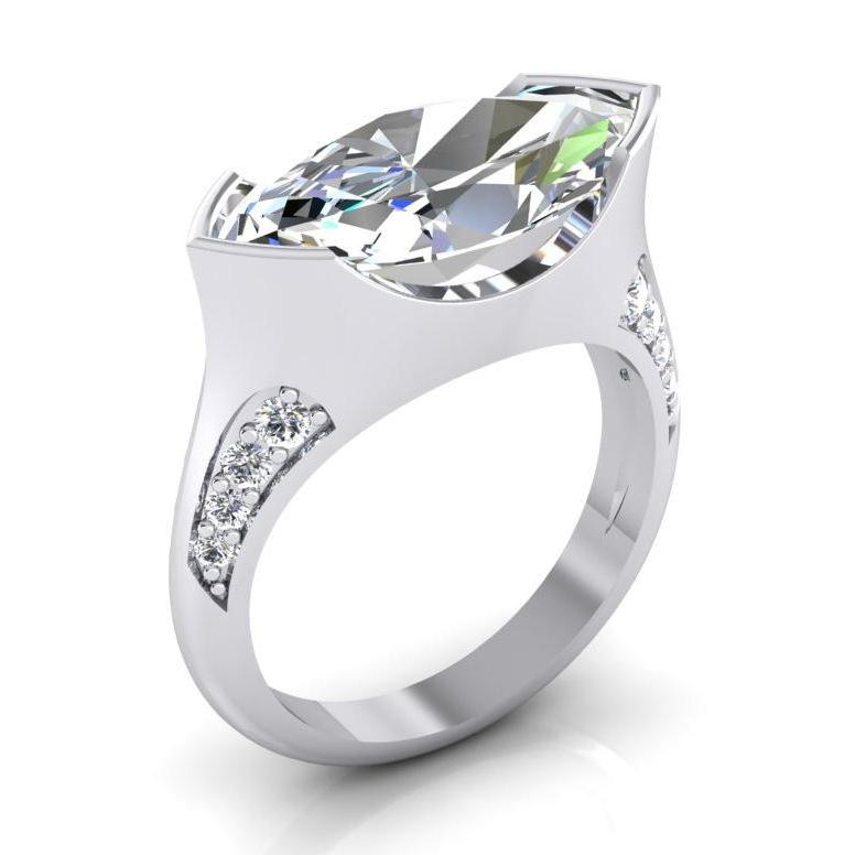 Anello Di Fidanzamento Con Vero Diamante Taglio Antico Marquise V Prong Set 5,75 Carati