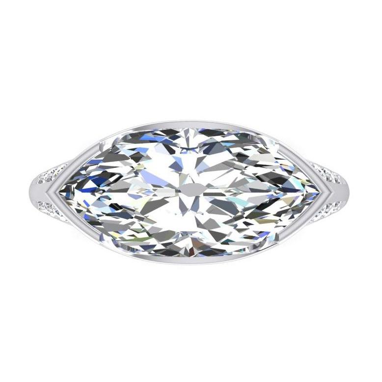 Anello Di Fidanzamento Con Vero Diamante Taglio Antico Marquise V Prong Set 5,75 Carati