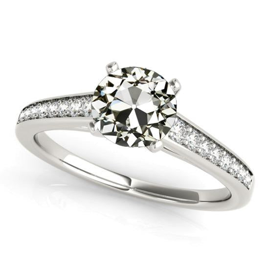 Anello Di Fidanzamento Con Vero Diamante Taglio Antico, 4 Griffe, Oro 4 Carati