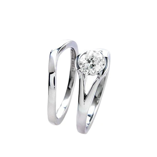 Anello Di Fidanzamento Con Vero Diamante Tondo Taglio Antico Gambo Diviso 1 Carato