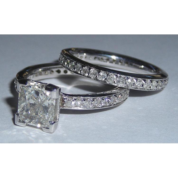 Anello Di Fidanzamento Con Vero Diamanti 3,50 Carati E Oro Bianco 14K