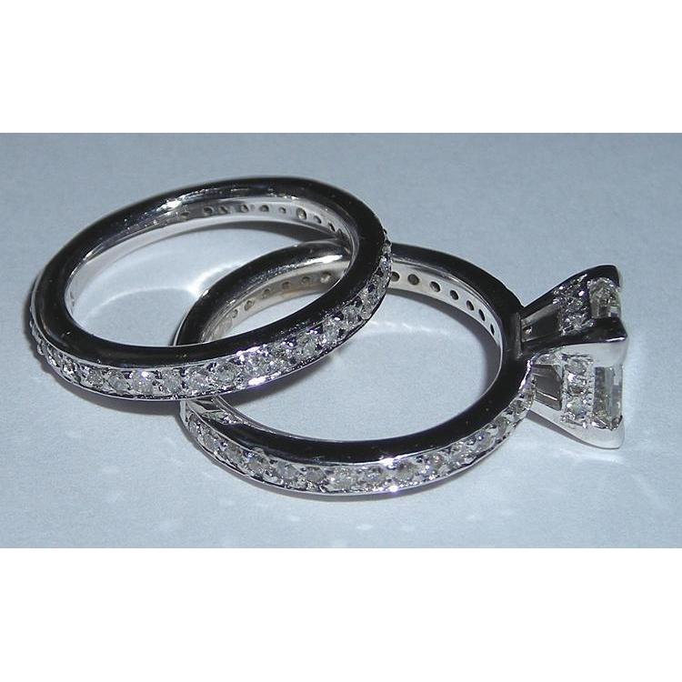 Anello Di Fidanzamento Con Vero Diamanti 3,50 Carati E Oro Bianco 14K