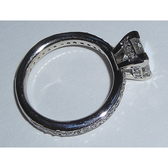 Anello Di Fidanzamento Con Vero Diamanti 3,50 Carati E Oro Bianco 14K