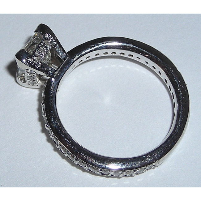 Anello Di Fidanzamento Con Vero Diamanti 3,50 Carati E Oro Bianco 14K