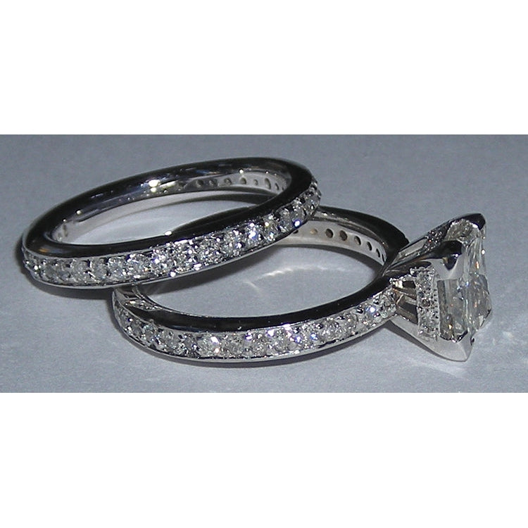 Anello Di Fidanzamento Con Vero Diamanti 3,50 Carati E Oro Bianco 14K