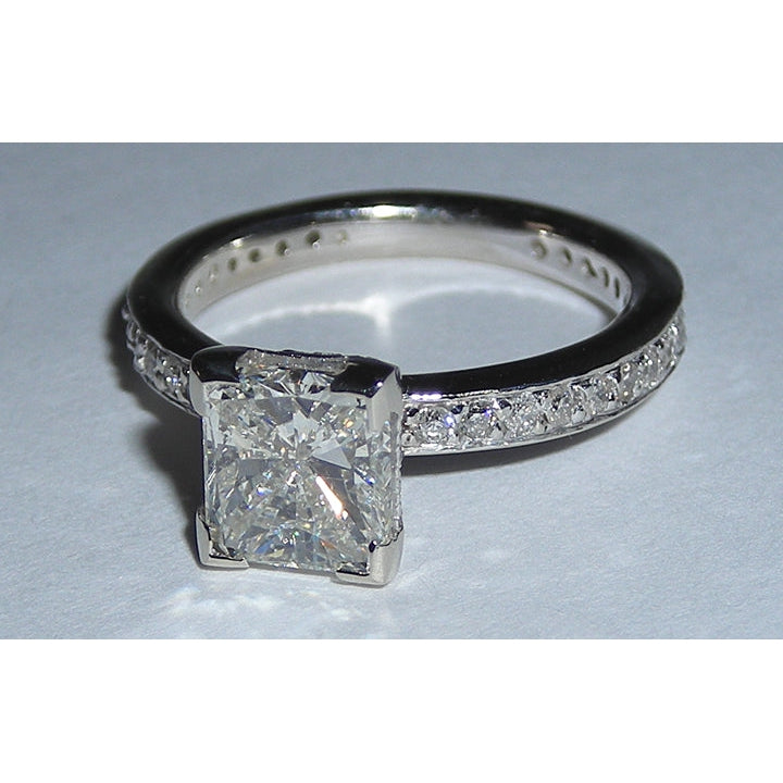Anello Di Fidanzamento Con Vero Diamanti 3,50 Carati E Oro Bianco 14K