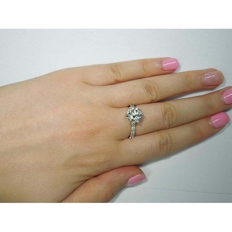 Anello Di Fidanzamento Con Vero Diamanti Accentati 5.25 Carati Oro Bianco 14K