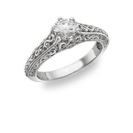 Anello Di Fidanzamento Con Vero Diamanti Dall'Aspetto Antico Da 1,35 Carati Nuovo Oro Bianco 14K