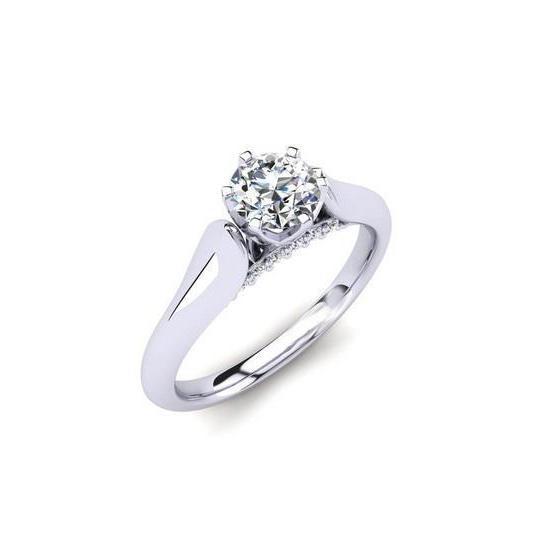 Anello Di Fidanzamento Con Vero Diamanti Rotondi Da 2,10 Ct Con Accenti In Oro Bianco 14K