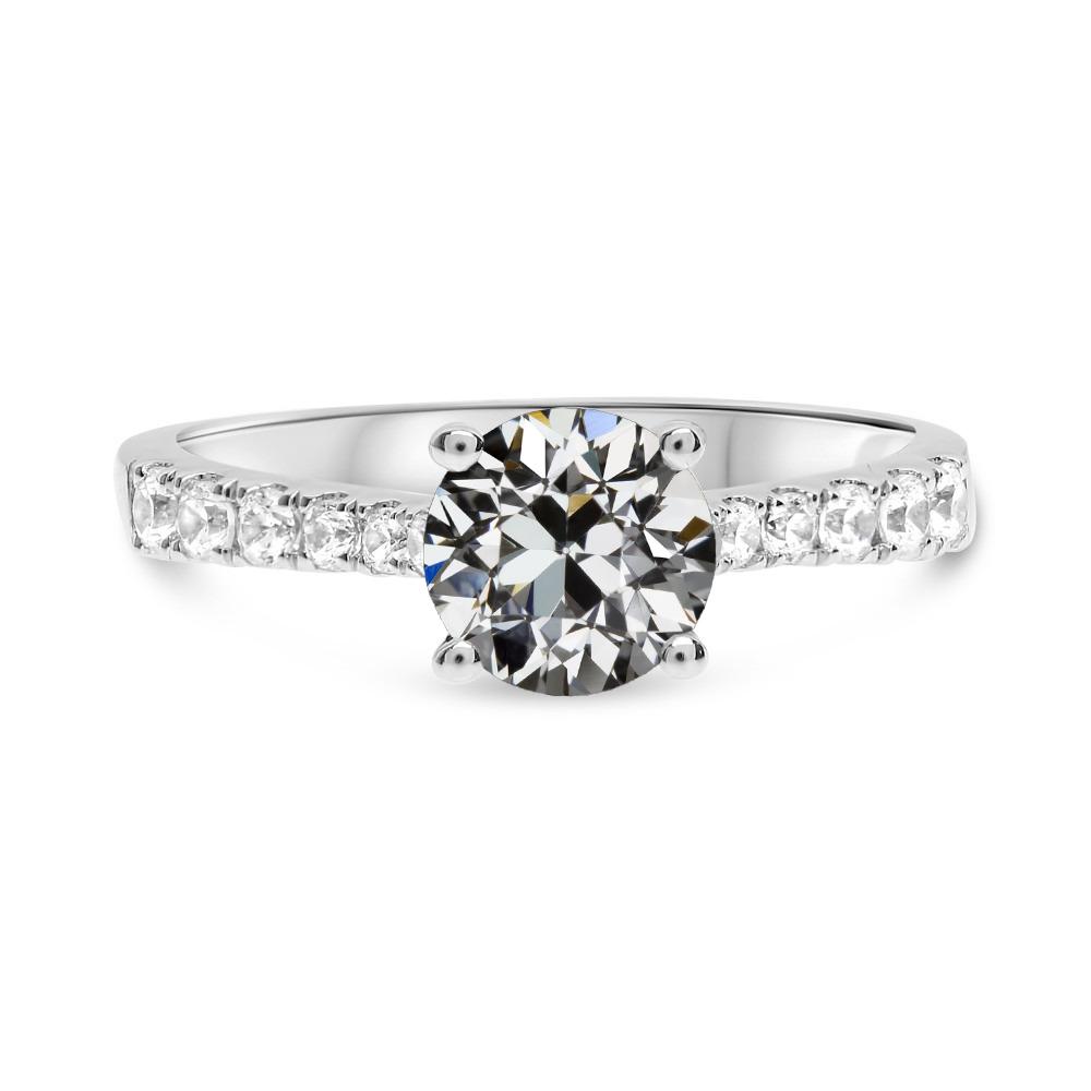 Anello Di Fidanzamento Da Donna Con Genuino Diamante A Taglio Antico Rotondo In Oro 3,50 Carati