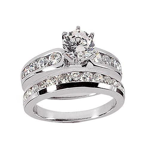 Anello Di Fidanzamento Fantasia Con Vero Diamanti Gruppo Musicale 2.10 Ct. Oro Bianco 14K