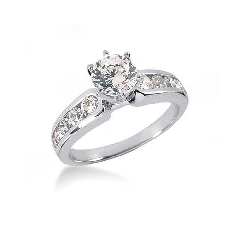 Anello Di Fidanzamento Fantasia Con Vero Diamanti Gruppo Musicale 2.10 Ct. Oro Bianco 14K