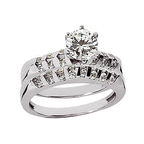 Anello Di Fidanzamento Gruppo Musicale Naturale Diamante Set 2.01 Carati Oro Bianco 14K