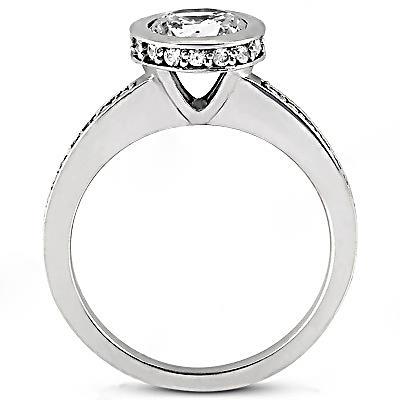 Anello Di Fidanzamento Halo Con Vero Diamanti Nascosti Da 1,55 Ct Con Accenti Femminili