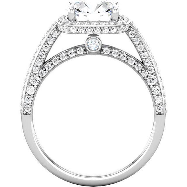 Anello Di Fidanzamento In Oro Bianco 14K . Con Naturale Diamante Tondo 2.30 Carati