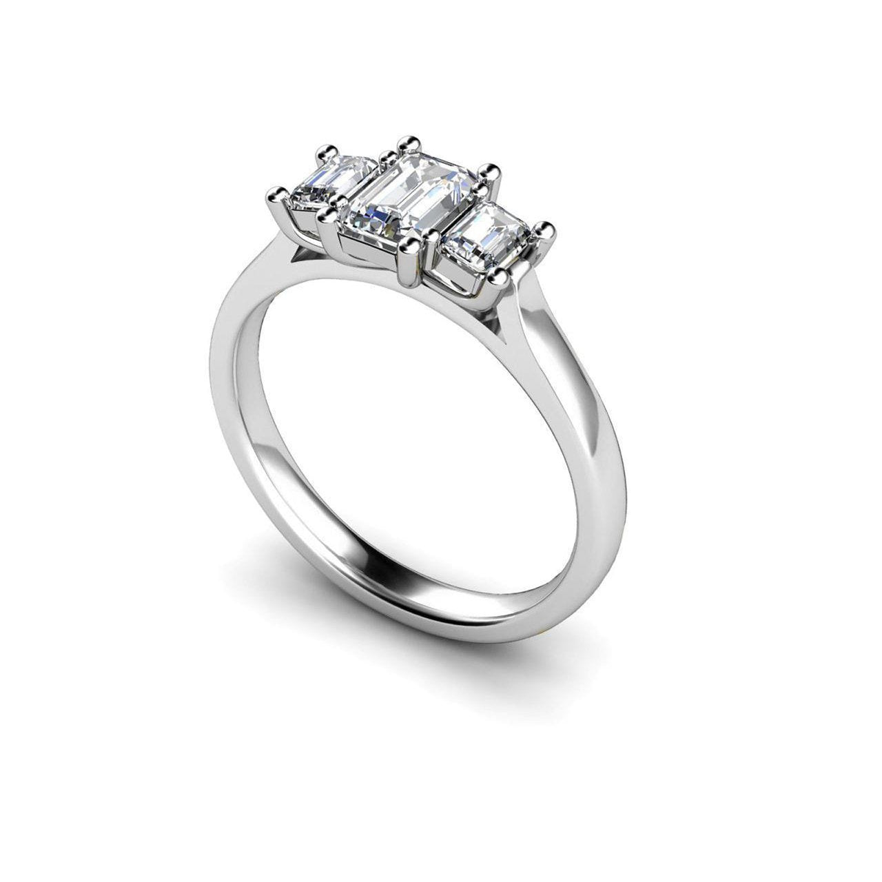 Anello Di Fidanzamento In Oro Bianco 14K Con 3 Genuino Diamanti Stile 1,75 Carati