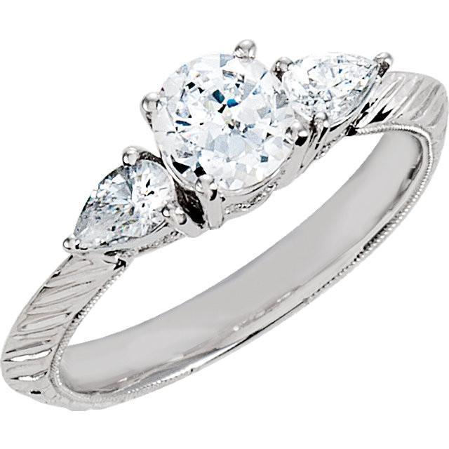 Anello Di Fidanzamento In Oro Bianco 14K Con Tre Genuino Diamanti In Pietra Da 2 Carati
