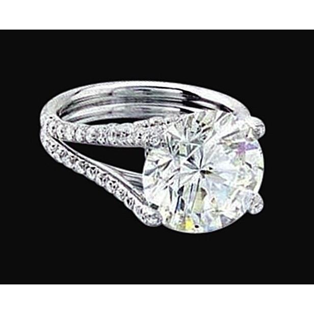 Anello Di Fidanzamento In Oro Bianco Con Grande Vero Diamante Da 3.50 Carati Novità