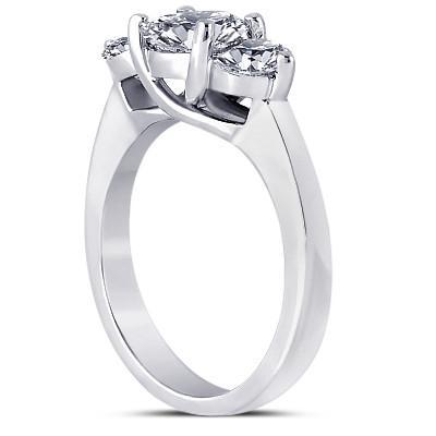Anello Di Fidanzamento In Oro Con Genuino Diamanti Rotondi Con Tre Pietre Da 2.91 Carati Nuovo