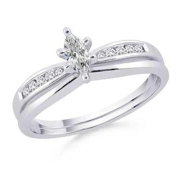 Anello Di Fidanzamento In Oro Con Vero Diamante Vecchio Marchese Europeo Incastonato 1.75 Carati