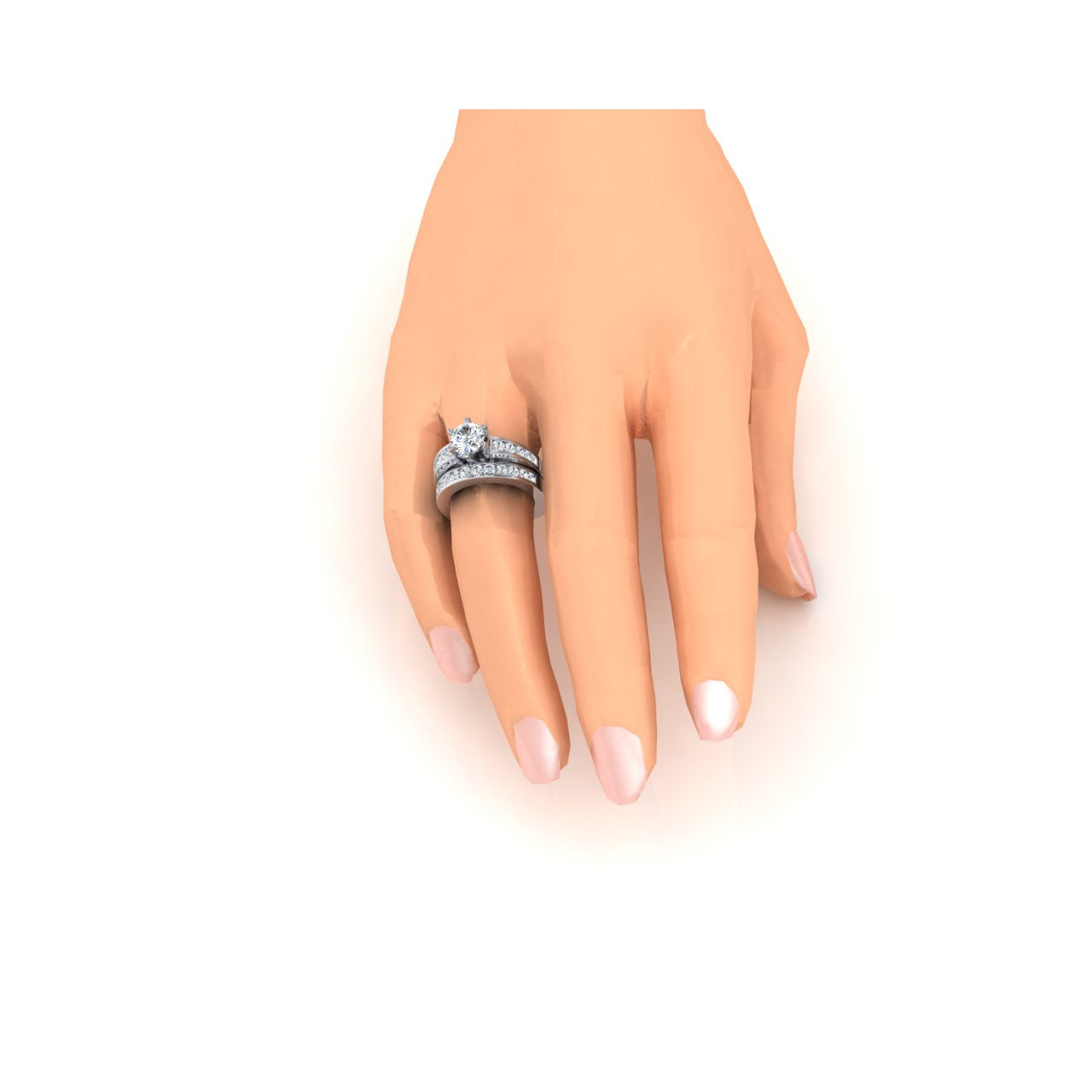 Anello Di Fidanzamento Naturale Diamante Tondo Con Gambo Europeo 4,25 Ct WG 14K