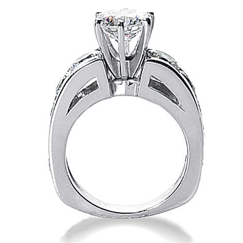 Anello Di Fidanzamento Naturale Diamante Tondo Con Gambo Europeo 4,25 Ct WG 14K