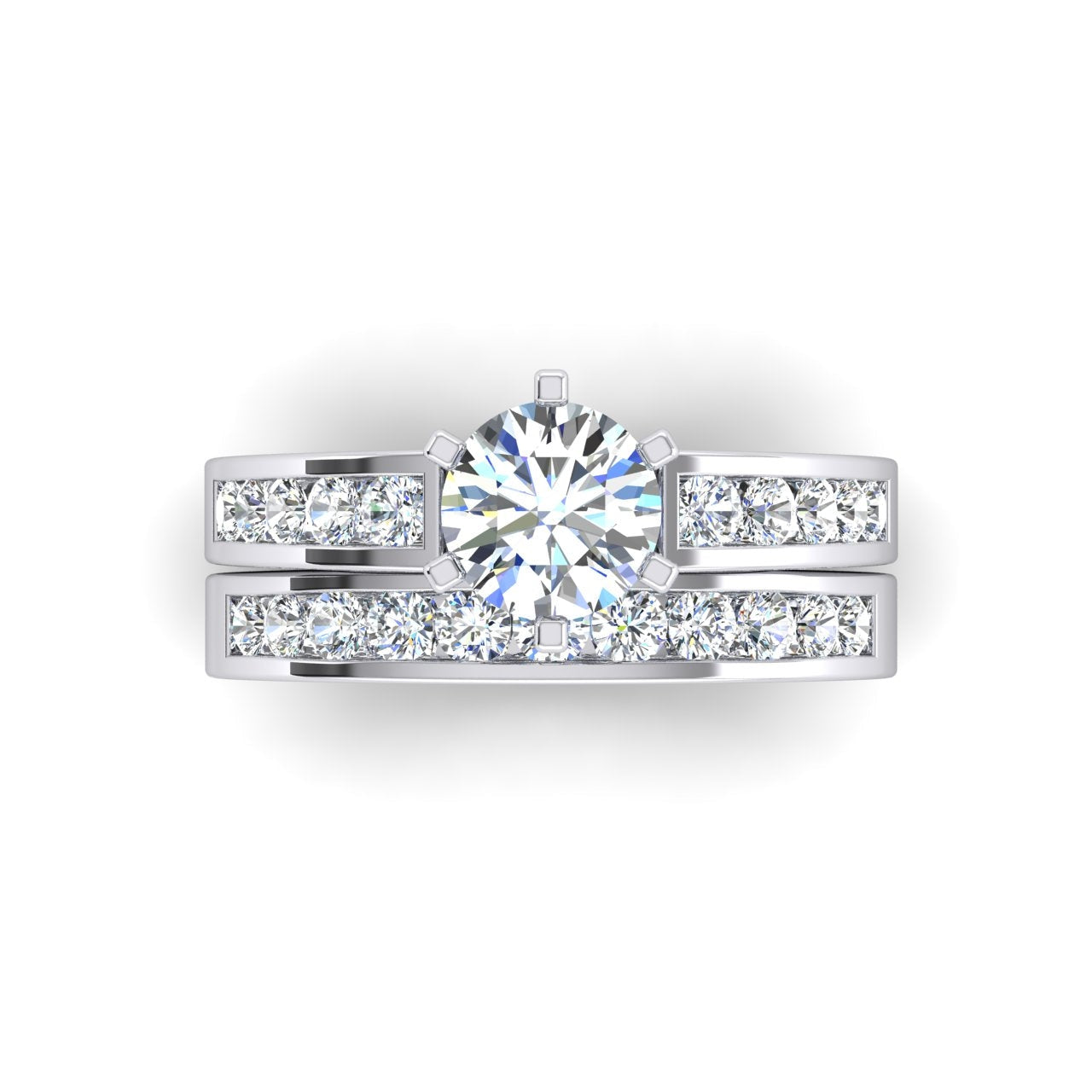 Anello Di Fidanzamento Naturale Diamante Tondo Con Gambo Europeo 4,25 Ct WG 14K