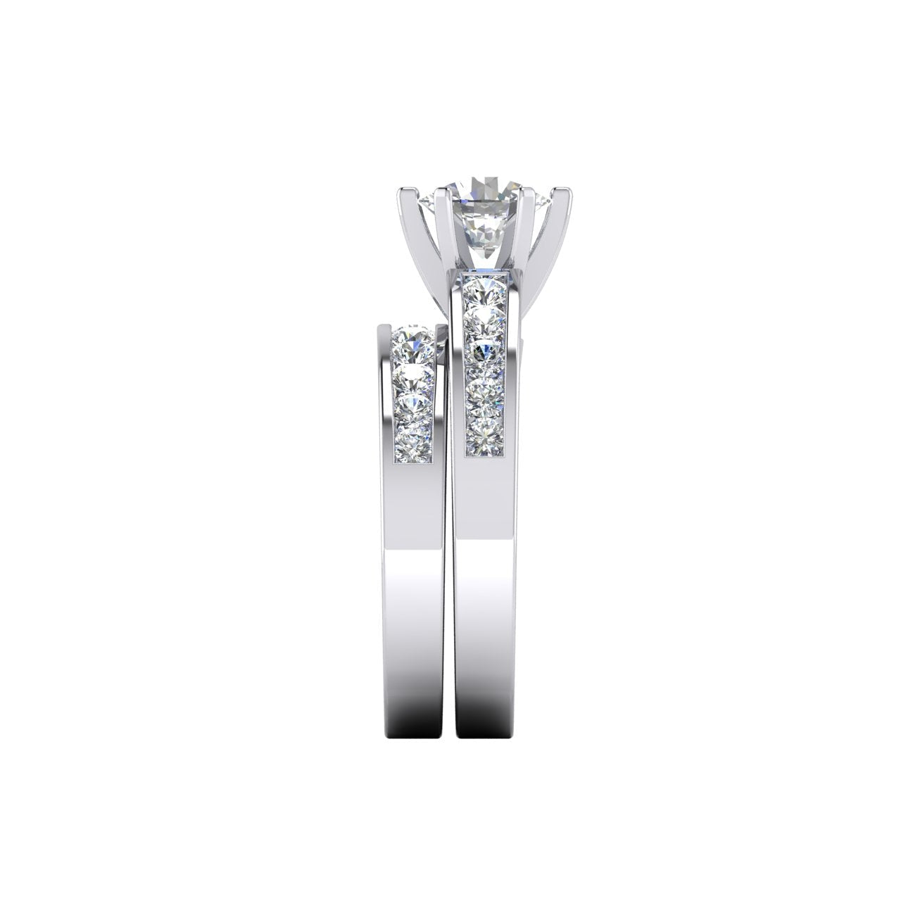 Anello Di Fidanzamento Naturale Diamante Tondo Con Gambo Europeo 4,25 Ct WG 14K