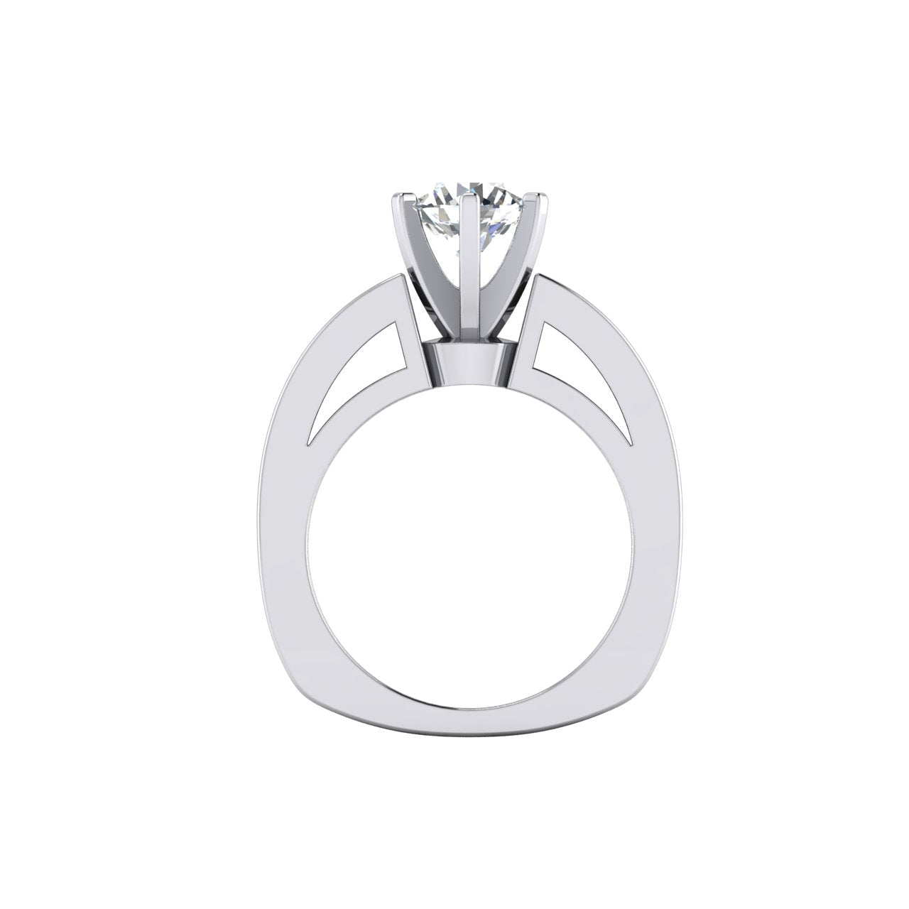 Anello Di Fidanzamento Naturale Diamante Tondo Con Gambo Europeo 4,25 Ct WG 14K