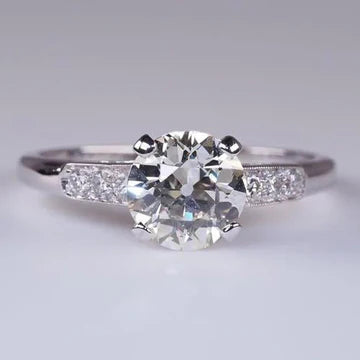 Anello Di Fidanzamento Rotondo Con Vero Diamante Tagliato Vecchia Miniera 2.50 Carati Gioielli