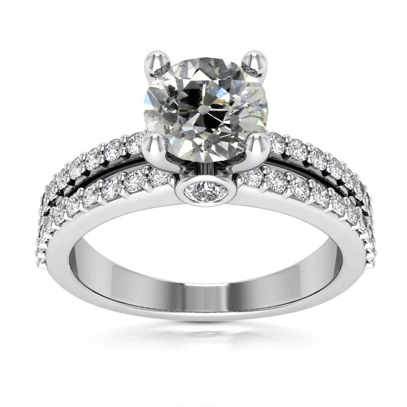 Anello Di Fidanzamento Rotondo Con Vero Diamanti Taglio Vecchio 5,75 Carati Gambo Diviso