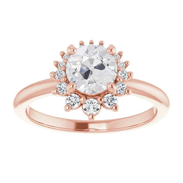 Anello Di Fidanzamento Rotondo Halo Vecchio Minatore Vero Diamantes 3,25 Carati Gioielli