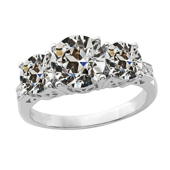 Anello Di Fidanzamento Rotondo Vecchio Cesto Di Naturale Diamanti Europei Set 6 Carati