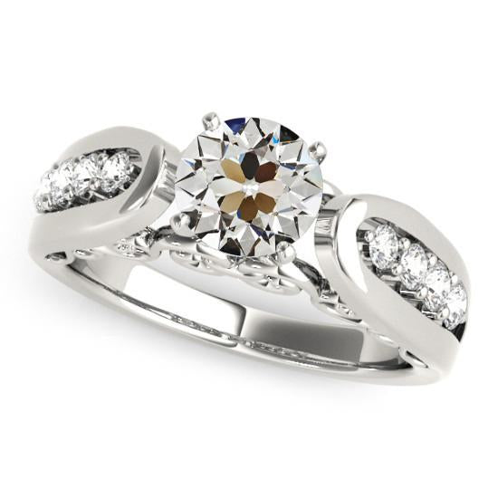 Anello Di Fidanzamento Rotondo Vecchio Miniera Di Naturale Diamanti Taglio Oro 14K 2,75 Carati