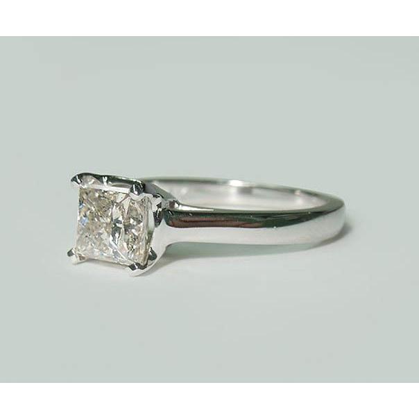 Anello Di Fidanzamento Solitario Con Vero Diamante Principessa Da 1.50 Carati In Oro Bianco