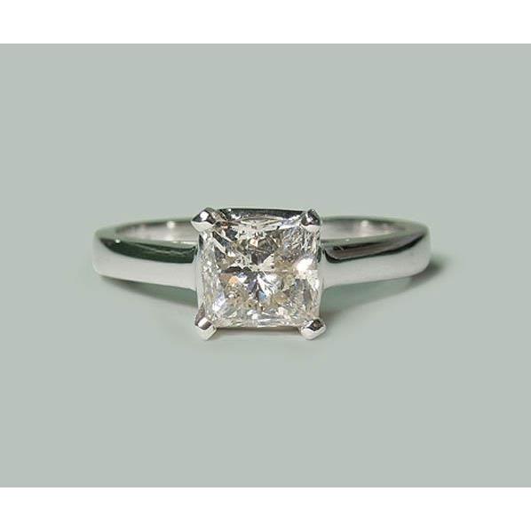 Anello Di Fidanzamento Solitario Con Vero Diamante Principessa Da 1.50 Carati In Oro Bianco