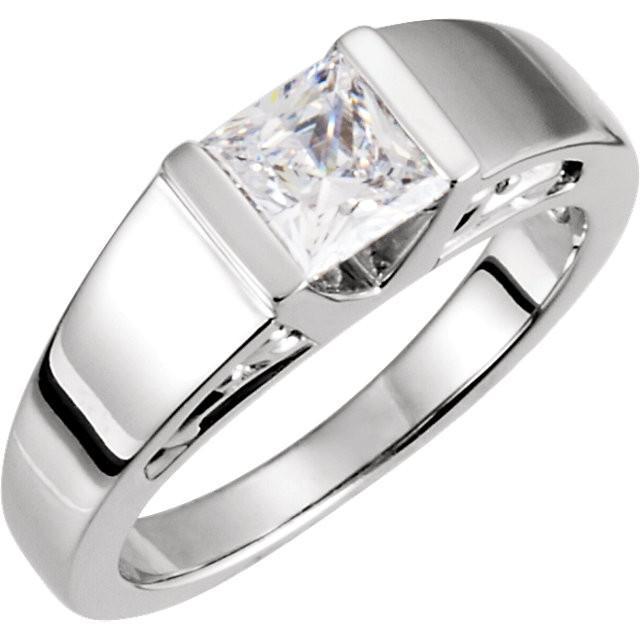 Anello Di Fidanzamento Solitario Con Vero Diamante Principessa Da 1 Carato In Oro Bianco 14K