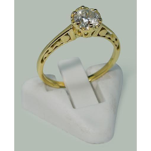 Anello Di Fidanzamento Solitario Stile Corona Con Genuino Diamante Tondo Da 1 Carato E Oro Bianco 14K
