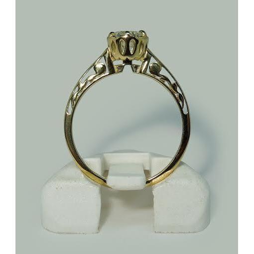 Anello Di Fidanzamento Solitario Stile Corona Con Genuino Diamante Tondo Da 1 Carato E Oro Bianco 14K