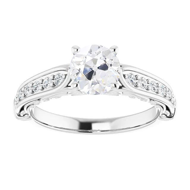 Anello Di Fidanzamento Vecchio Minatore Vero Diamante 4 Prong Set Gioielli 3,25 Carati