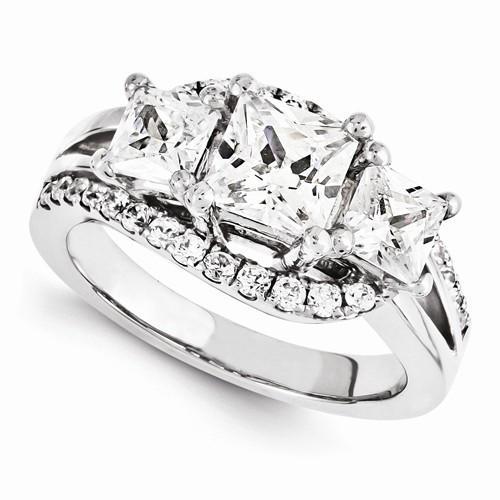 Anello Fantasia Con Tre Pietre Di Fidanzamento Con Vero Diamante Da 4 Carati Nuovo