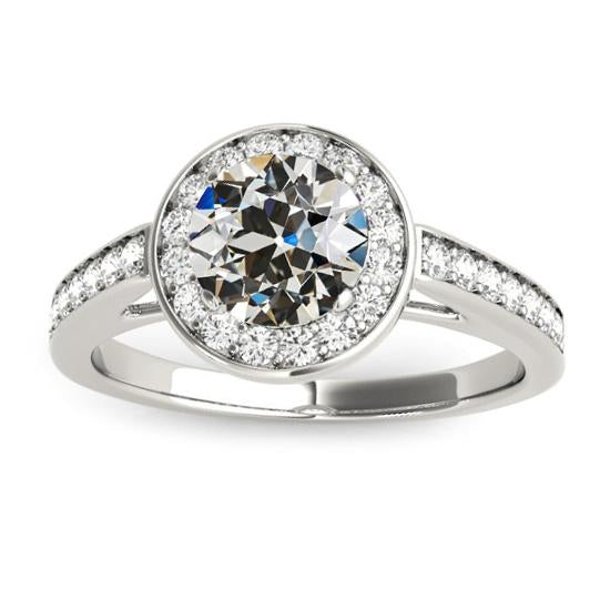Anello Halo Con Accenti Il Giro Vecchio Minatore Naturale Diamante Set Cattedrale 4 Carati